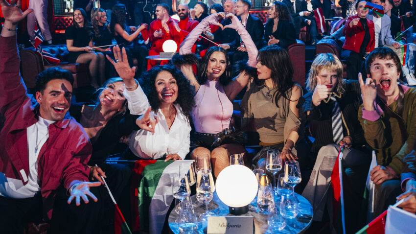 The Bulgarian delegation in the Eurovision 2026 green room | photo: Sarah Louise Bennett - EBU