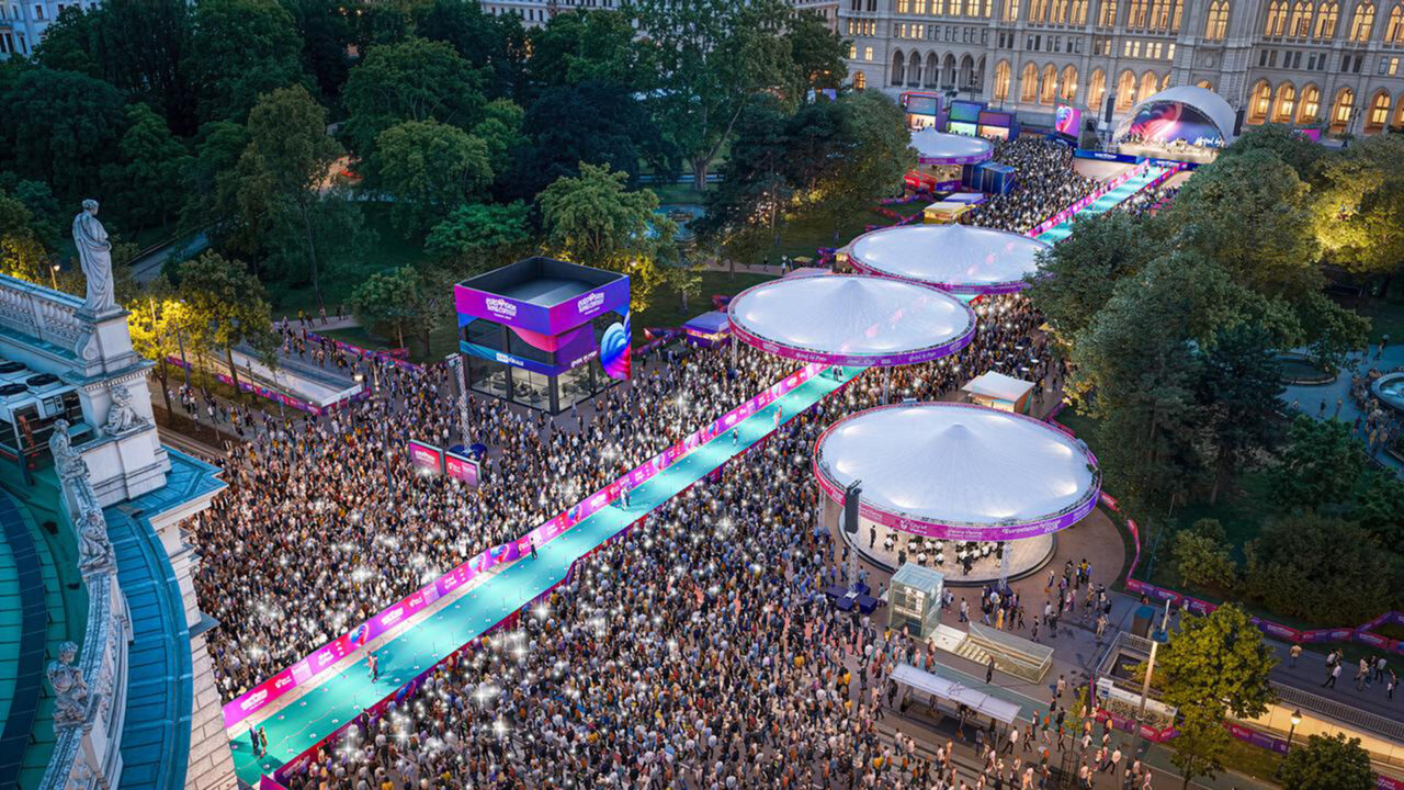 Vienna’s Rathausplatz, venue of the Eurovision Village and the Turquoise Carpet of the Eurovision Song Contest 2026 | Image: ORF